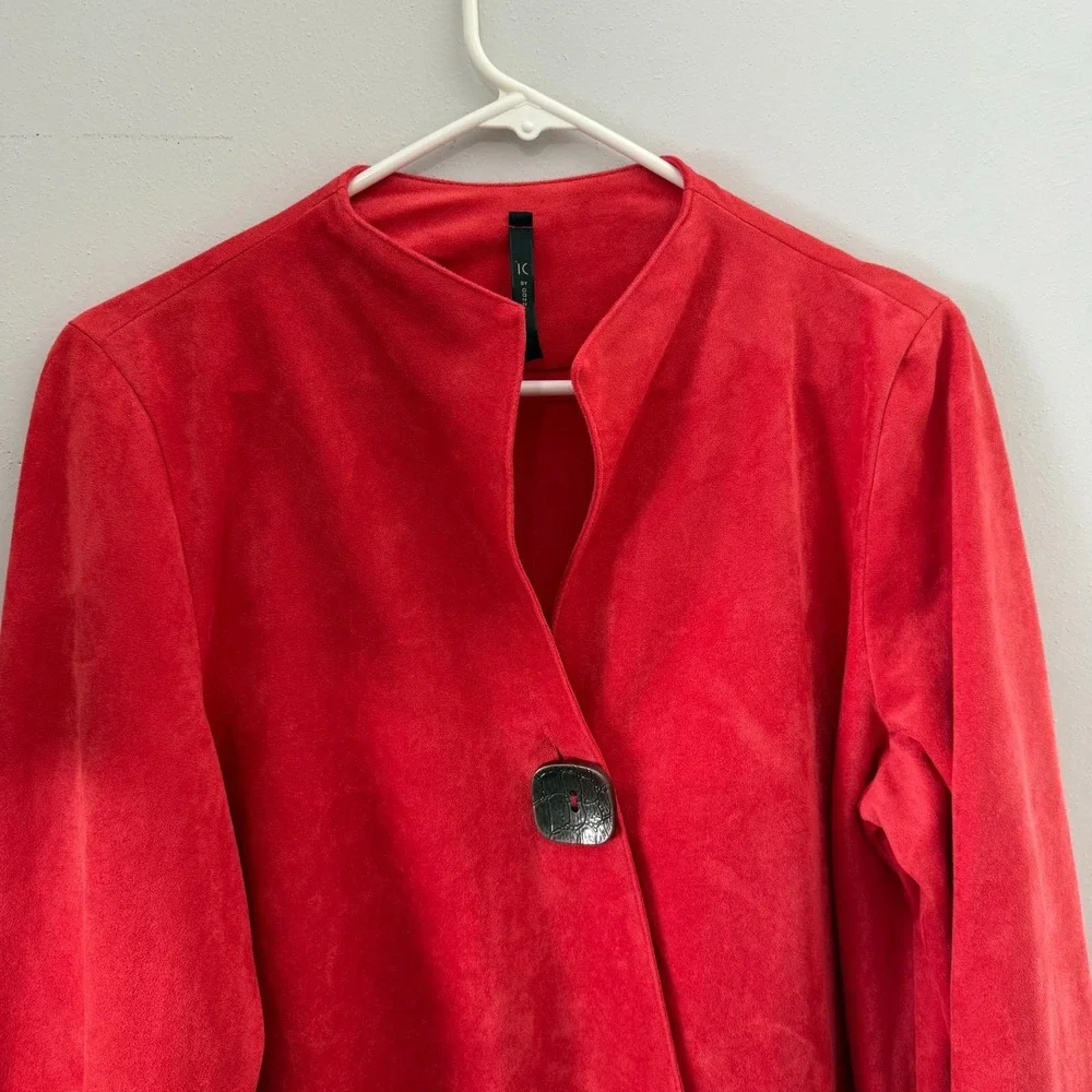 IC by Connie K Swing Jacket Women's Size‎ XL Red Faux Suede Lagenlook USA Made